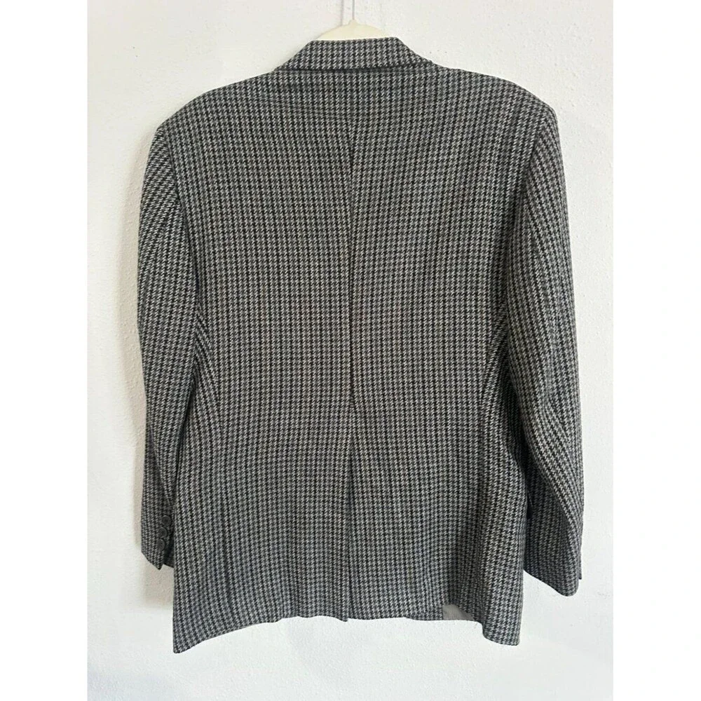 Vintage Halston 100% Wool Tweed Blazer Mens 38R Houndstooth USA Sport Coat